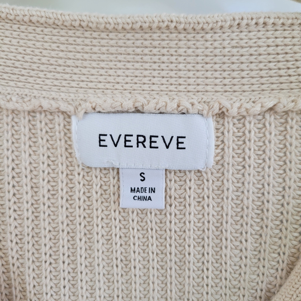 Evereve Beige Cream Button-Front Balloon Sleeve Cardigan. Size Small - Picture 2 of 4